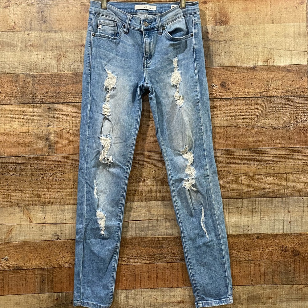 Kancan Distressed Light Wash Jeans Size 7